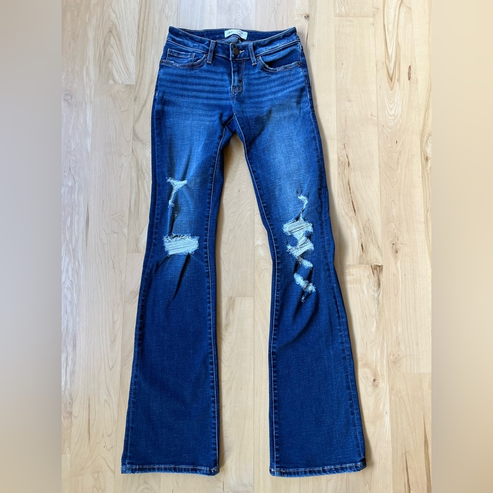 BKE Stella Blue Flare Distressed Jeans